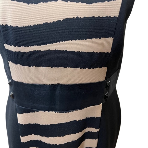 🔥🔥Tahari Black/brown Partial Zebra Stripe Dress. Size 10 Sleeveless - Picture 4 of 7